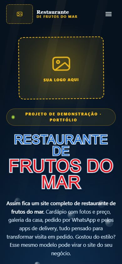 A mesma página no celular, com o menu e os botões de pedido empilhados.
